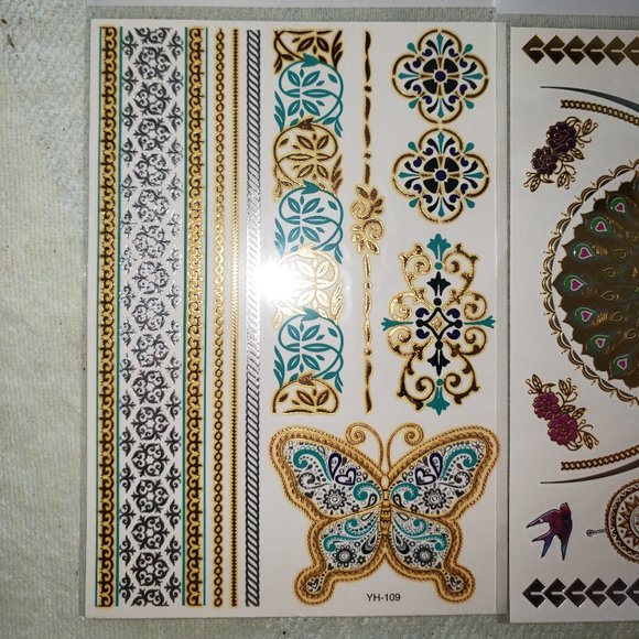 3 sheets Golden Silver Temporary Tattoo - Picture 5 of 16